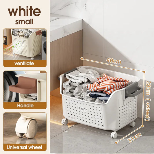 Two Tier Plastic Laundry Basket with Wheels