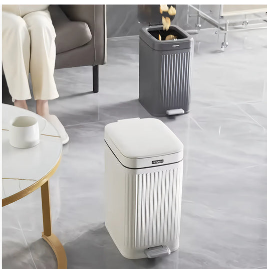 Foot Pedal Trash Can with Recyclable Plastic Standing Storage Bucket