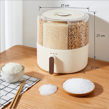 Rotating Rice & Dal Dispenser – 6 Compartment Kitchen Storage Box (6 kg)