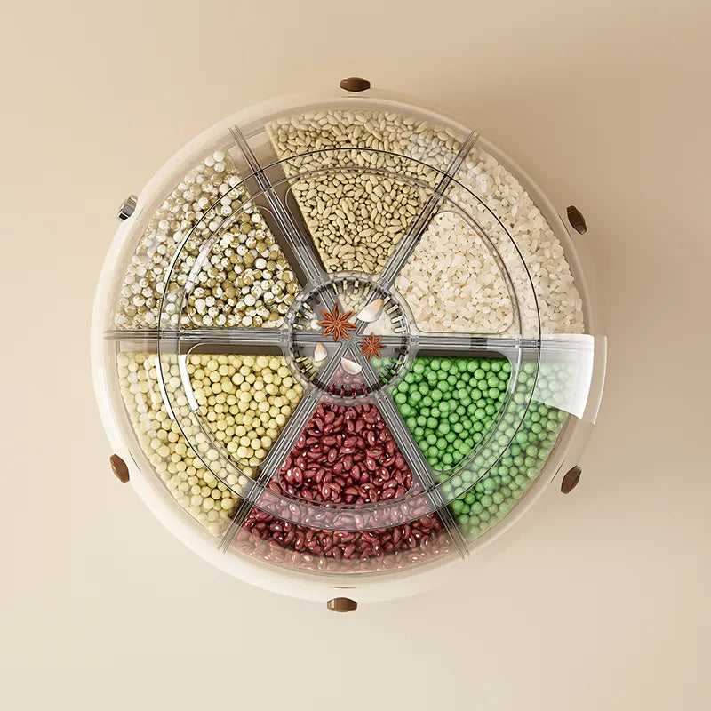 Rotating Grain Dispenser with Push Button - 6 compartments