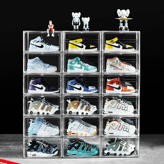 Transparent Shoe Organizer with Magnetic Door