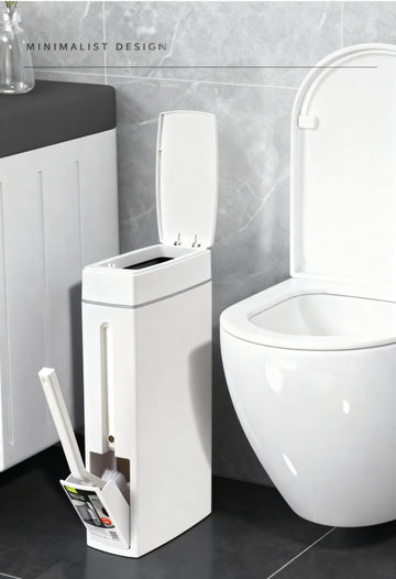 Push Lid Bathroom Dustbin with cleaning brush- 4.5 Ltr