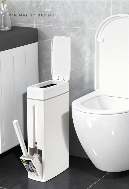 Push Lid Bathroom Dustbin with cleaning brush- 4.5 Ltr