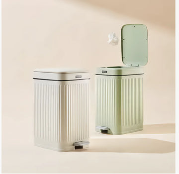 Foot Pedal Trash Can with Recyclable Plastic Standing Storage Bucket