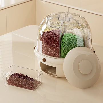 Rotating Grain Dispenser with Push Button - 6 compartments
