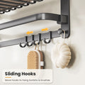 Sliding hooks for loofahs and bath brushes