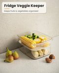 Fridge storage box with corn, broccoli and vegetables