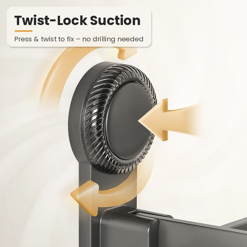 Twist-lock suction cup, no drilling needed