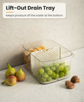 Lift-out drain tray in fruit storage container