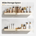 Cream bathroom shelf with wide storage space