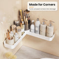 White rotating corner shelf for bathroom corners