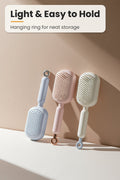 Self-cleaning hair brushes with hanging ring