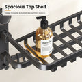 Spacious top shelf for toiletries and towels