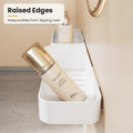 Bathroom shelf with raised edges