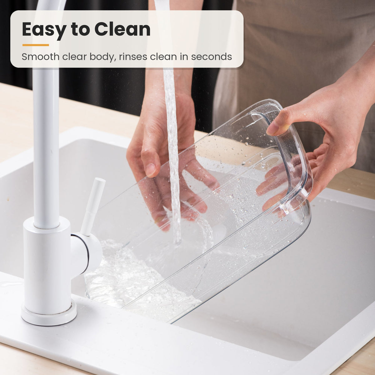 Easy to clean clear container