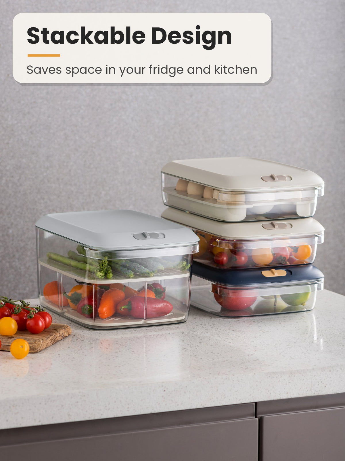 Stackable fridge storage containers