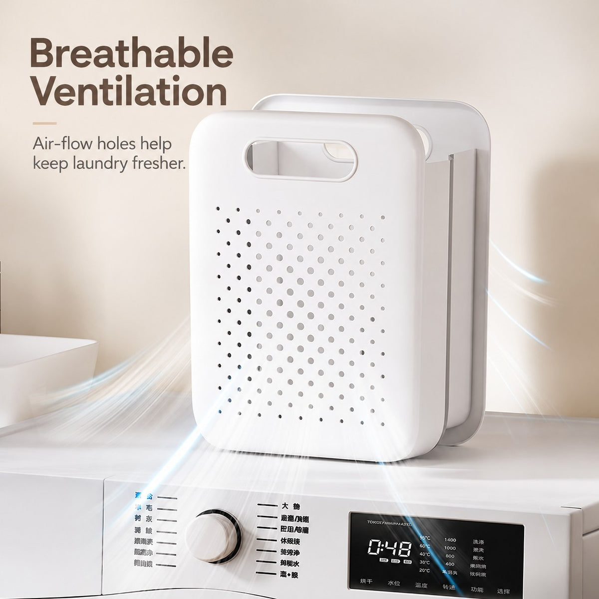 La Basera laundry basket with breathable ventilation holes