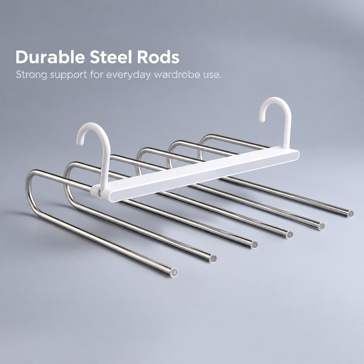 La Basera pant rack, grey strip, durable stainless steel rods